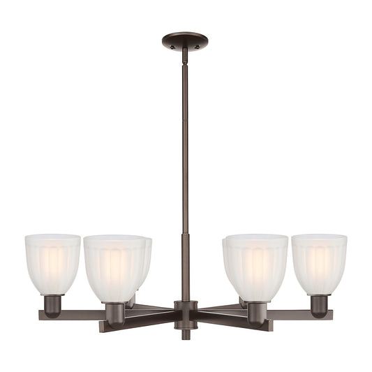 Innovations Brookfield 36in 6-Light Chandelier | Industrial Oil Rubbed Bronze Steel and White Frosted Glass | Dining Room & Living | Model 716-6CR-OB-G441