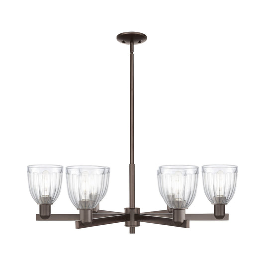 Innovations Brookfield 36in 6-Light Chandelier | Industrial Oil Rubbed Bronze Steel and Clear Ribbed Glass | Dining Room & Living | Model 716-6CR-OB-G442