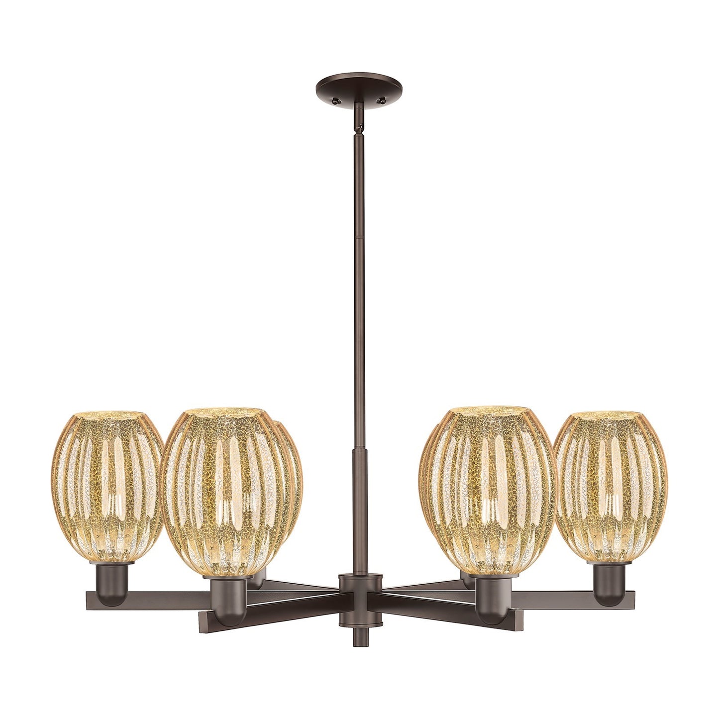 Innovations Preston Bulb 36in 6-Light Chandelier | Industrial Oil Rubbed Bronze Steel and Mercury Glass | Dining Room & Living | Model 716-6CR-OB-G459-6ME