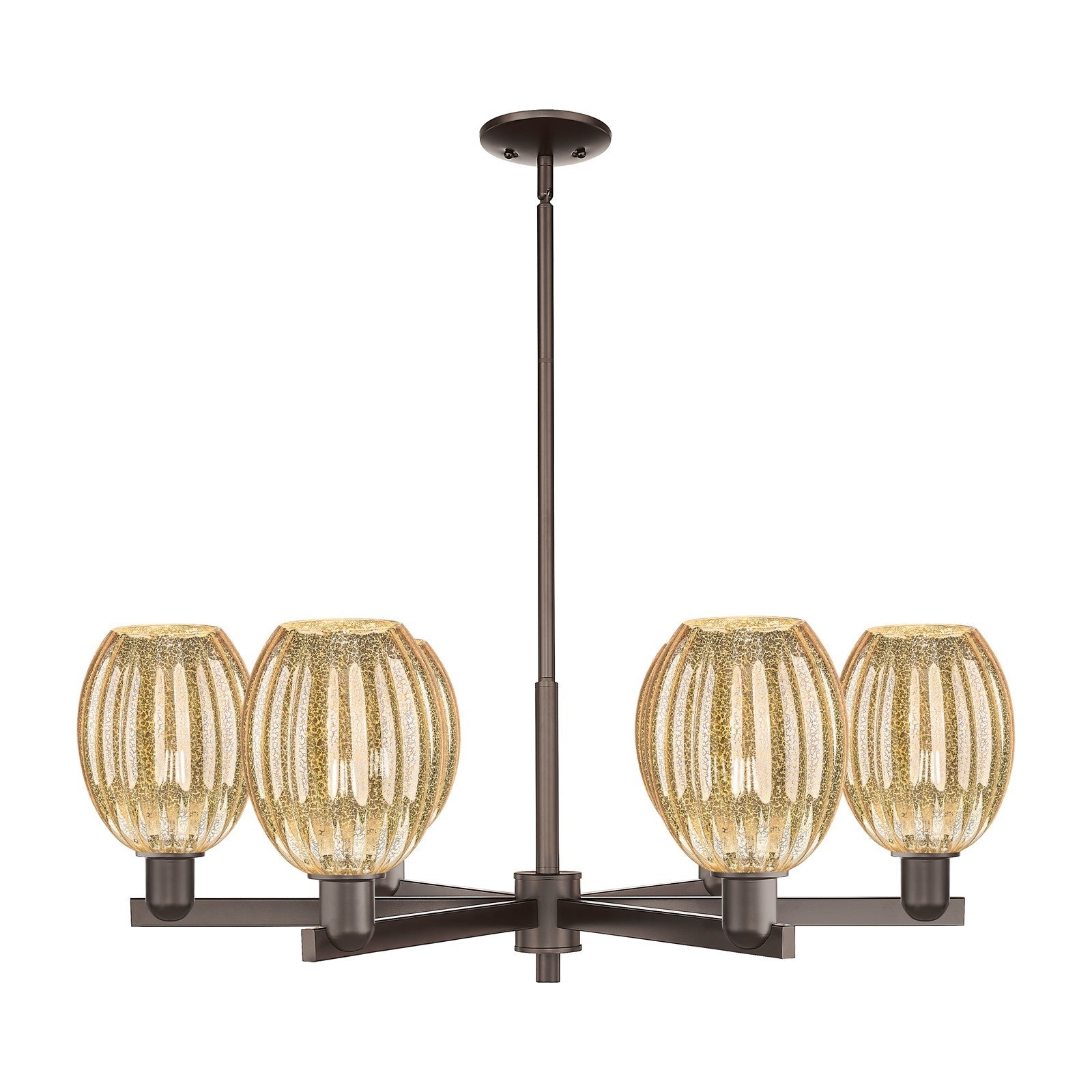 Innovations Preston Bulb 36in 6-Light Chandelier | Industrial Oil Rubbed Bronze Steel and Mercury Glass | Dining Room & Living | Model 716-6CR-OB-G459-6ME