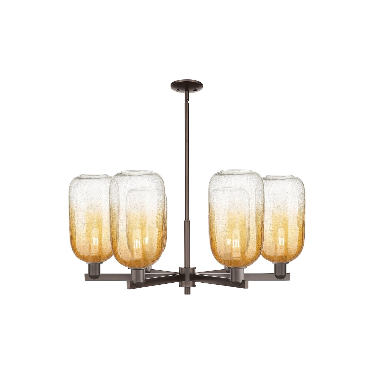 Innovations Brookhaven Cloche 37in 6-Light Chandelier | Industrial Oil Rubbed Bronze Steel and Amber Glass | Dining Room & | Model 716-6CR-OB-G482-7AM