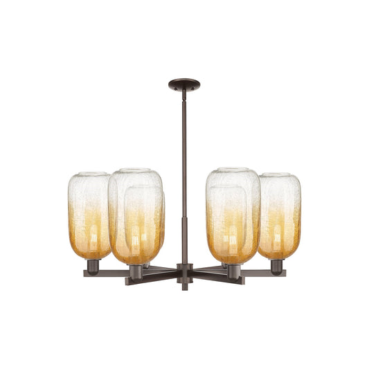 Innovations Brookhaven Cloche 37in 6-Light Chandelier | Industrial Oil Rubbed Bronze Steel and Amber Glass | Dining Room & | Model 716-6CR-OB-G482-7AM