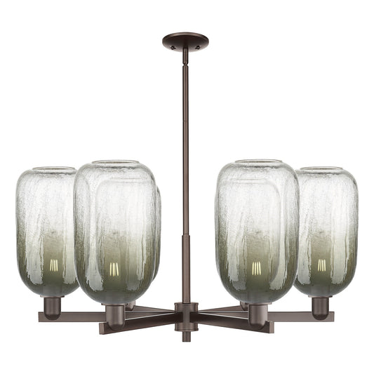 Innovations Brookhaven Cloche 36.75in 6-Light Chandelier | Industrial Oil Rubbed Bronze Steel and Slate Glass | Dining Room & | Model 716-6CR-OB-G482-7SL