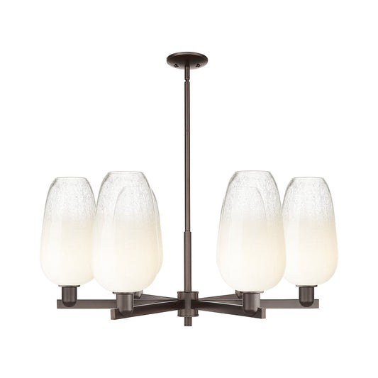 Innovations Brookhaven Flute 37in 6-Light Chandelier | Industrial Oil Rubbed Bronze Steel and Opal Glass | Dining Room & | Model 716-6CR-OB-G484-7OP