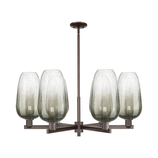 Innovations Brookhaven Flute 24in 6-Light Chandelier | Industrial Oil Rubbed Bronze and Slate Glass | Dining Room & Living | Model 716-6CR-OB-G484-7SL