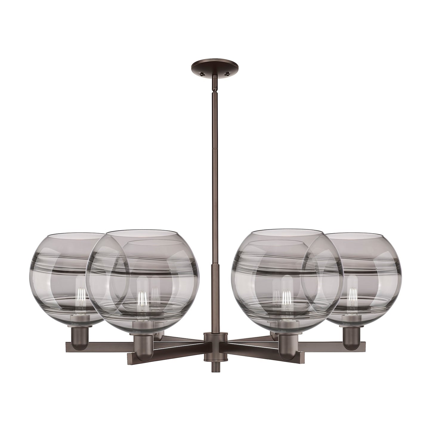 Innovations Rochester 40in 6-Light Chandelier | Industrial Oil Rubbed Bronze and Light Smoke Glass | Dining Room & Living | Model 716-6CR-OB-G556-10SM