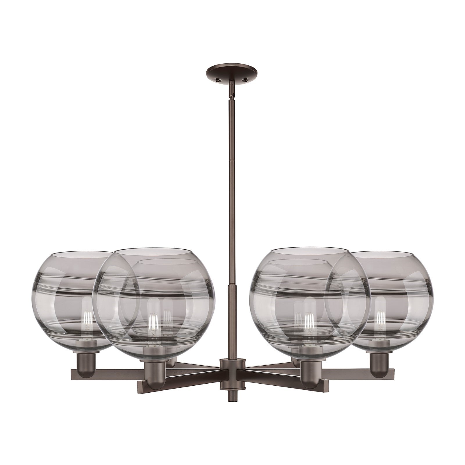 Innovations Rochester 40in 6-Light Chandelier | Industrial Oil Rubbed Bronze and Light Smoke Glass | Dining Room & Living | Model 716-6CR-OB-G556-10SM