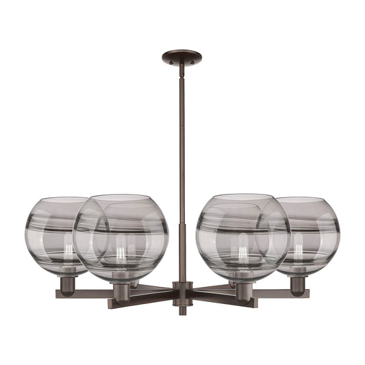 Innovations Rochester 40in 6-Light Chandelier | Industrial Oil Rubbed Bronze and Light Smoke Glass | Dining Room & Living | Model 716-6CR-OB-G556-10SM