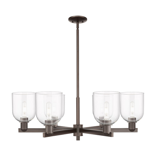 Innovations Bella 35in 6-Light Chandelier | Industrial Oil Rubbed Bronze Steel and Clear Glass | Dining Room & Living Room | Model 716-6CR-OB-G558-6CL