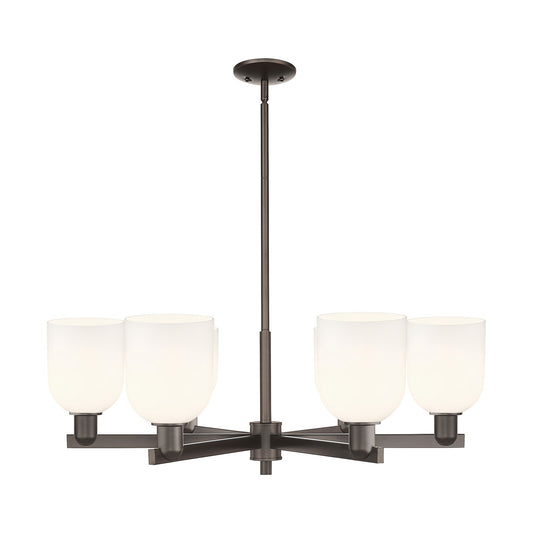 Innovations Bella 35in 6-Light Chandelier | Industrial Oil Rubbed Bronze Steel and White Glass | Dining Room & Living Room | Model 716-6CR-OB-G558-6GWH