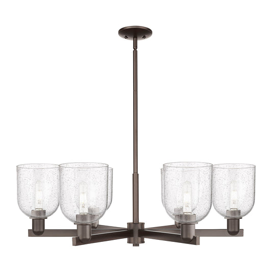 Innovations Bella 35in 6-Light Chandelier | Industrial Oil Rubbed Bronze Steel and Seedy Glass | Dining Room & Living Room | Model 716-6CR-OB-G558-6SDY