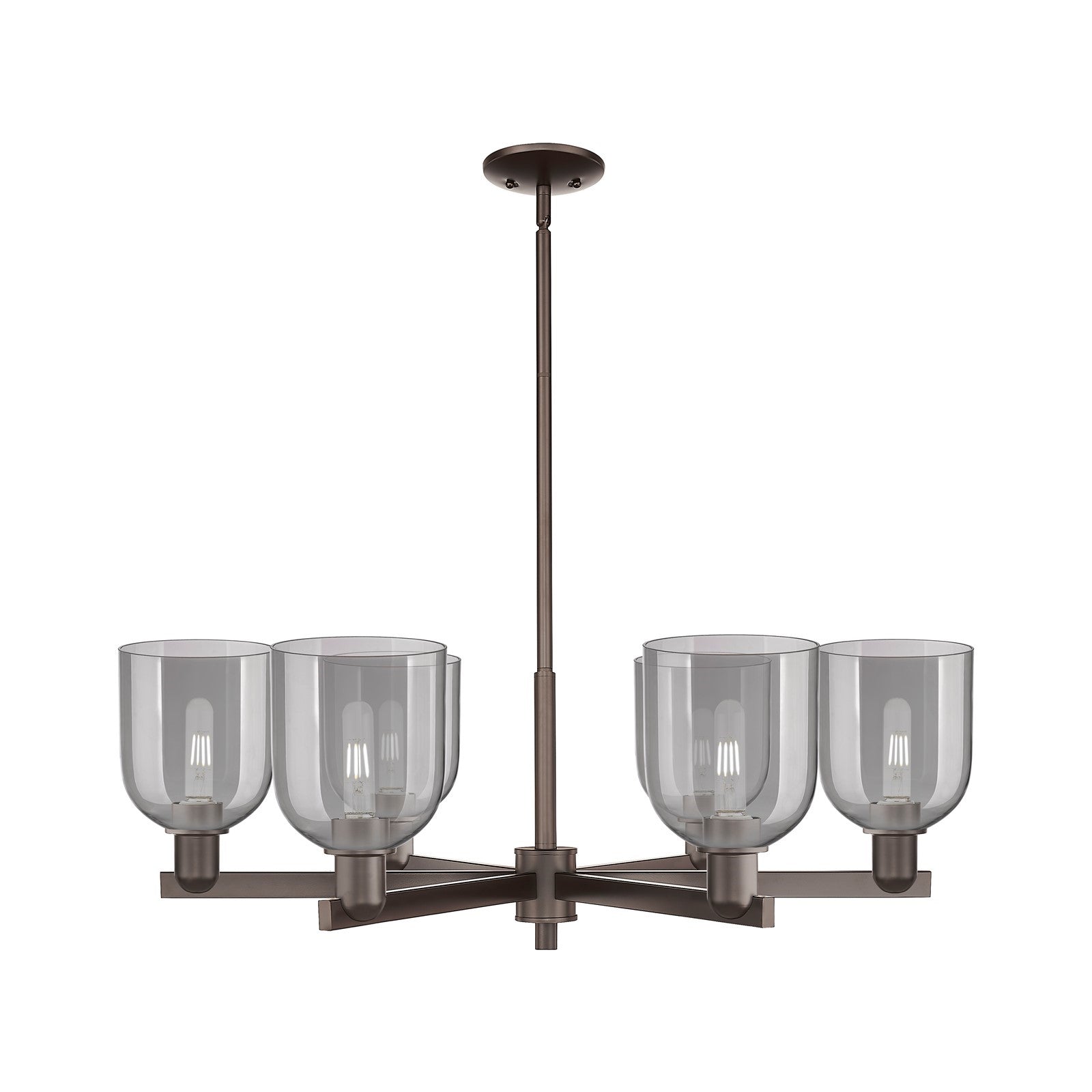 Innovations Bella 35in 6-Light Chandelier | Industrial Oil Rubbed Bronze and Light Smoke Glass | Dining Room & Living Room | Model 716-6CR-OB-G558-6SM