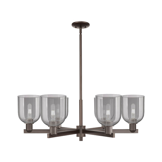 Innovations Bella 35in 6-Light Chandelier | Industrial Oil Rubbed Bronze and Light Smoke Glass | Dining Room & Living Room | Model 716-6CR-OB-G558-6SM