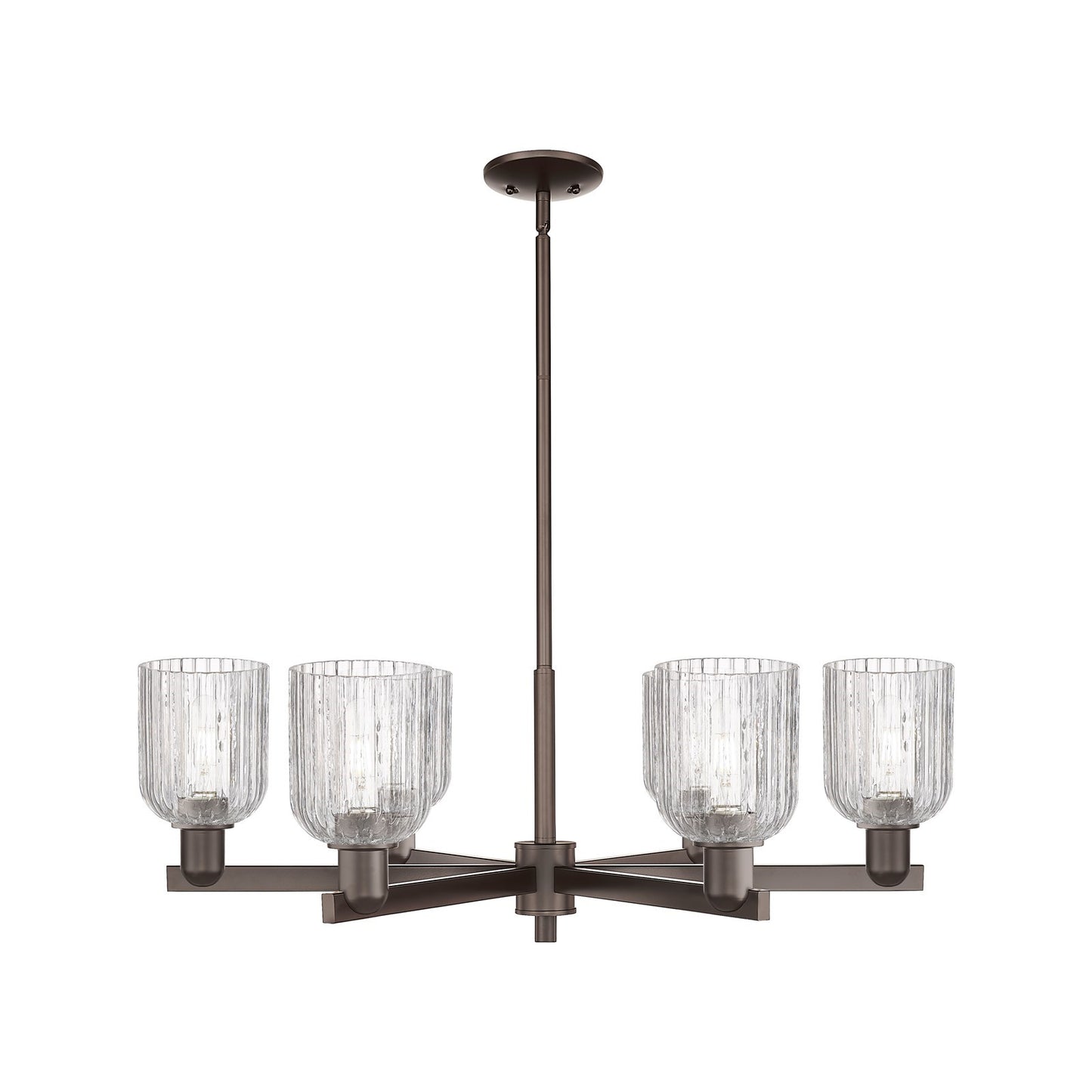 Innovations Bridal Veil 35in 6-Light Chandelier | Industrial Oil Rubbed Bronze Steel and Clear Ribbed Glass | Dining Room & | Model 716-6CR-OB-G559-5CL