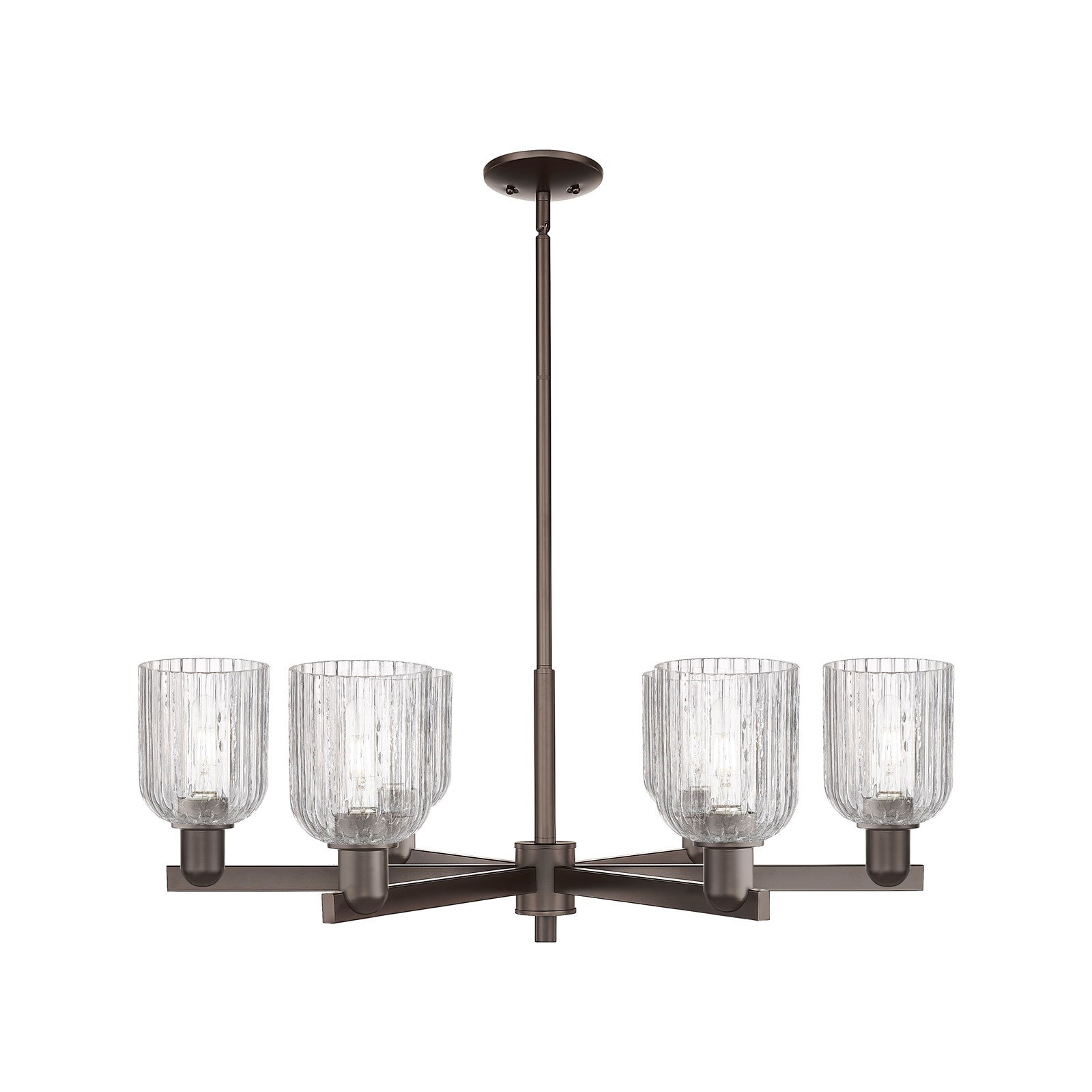 Innovations Bridal Veil 35in 6-Light Chandelier | Industrial Oil Rubbed Bronze Steel and Clear Ribbed Glass | Dining Room & | Model 716-6CR-OB-G559-5CL