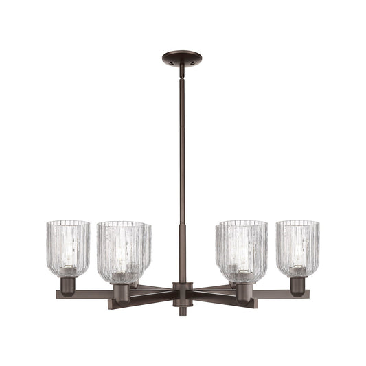 Innovations Bridal Veil 35in 6-Light Chandelier | Industrial Oil Rubbed Bronze Steel and Clear Ribbed Glass | Dining Room & | Model 716-6CR-OB-G559-5CL