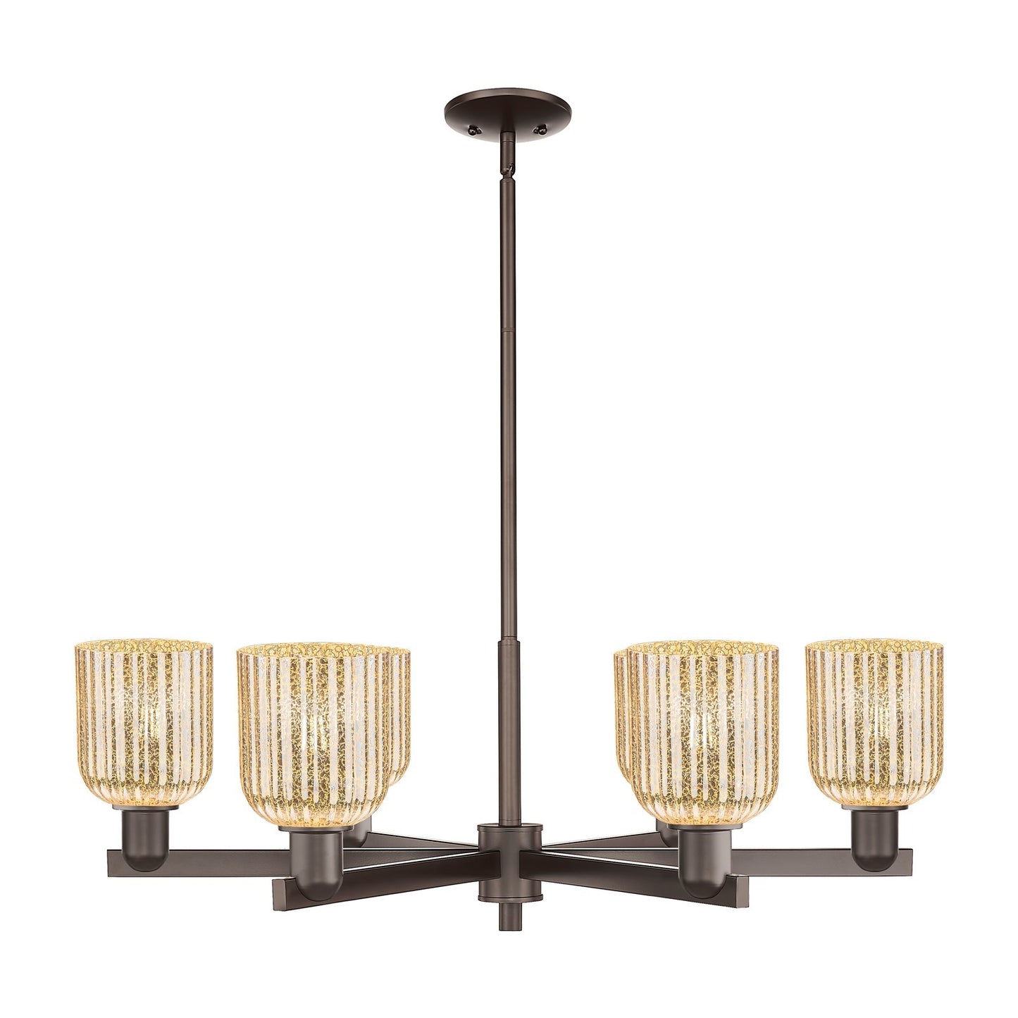 Innovations Bridal Veil 34.75in 6-Light Chandelier | Industrial Oil Rubbed Bronze and Mercury Ribbed Glass | Dining Room & | Model 716-6CR-OB-G559-5ME