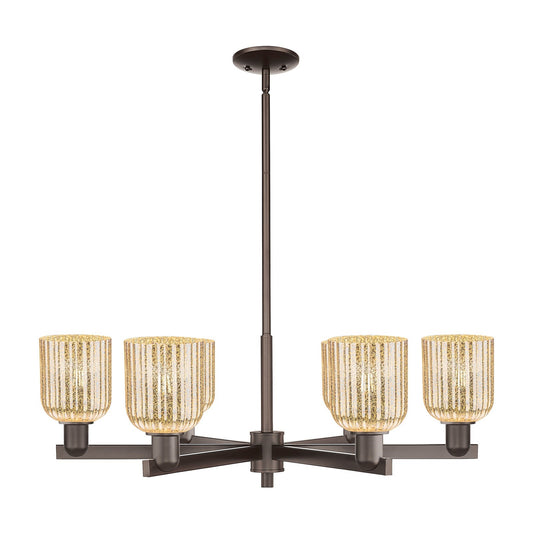 Innovations Bridal Veil 34.75in 6-Light Chandelier | Industrial Oil Rubbed Bronze and Mercury Ribbed Glass | Dining Room & | Model 716-6CR-OB-G559-5ME