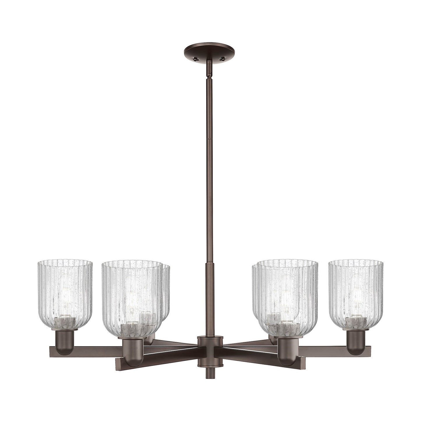 Innovations Bridal Veil 34.75in 6-Light Chandelier | Industrial Oil Rubbed Bronze and Seedy Glass | Dining Room & Living Room | Model 716-6CR-OB-G559-5SDY
