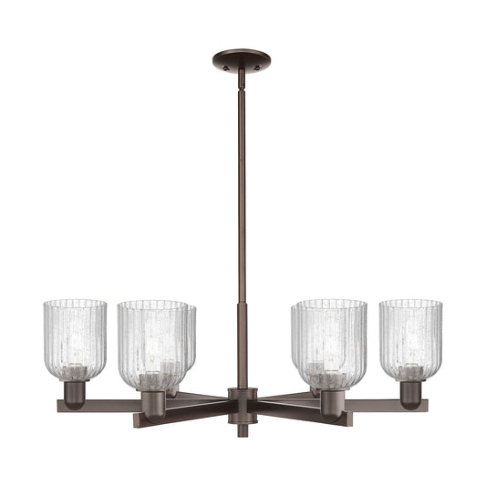 Innovations Bridal Veil 34.75in 6-Light Chandelier | Industrial Oil Rubbed Bronze and Seedy Glass | Dining Room & Living Room | Model 716-6CR-OB-G559-5SDY
