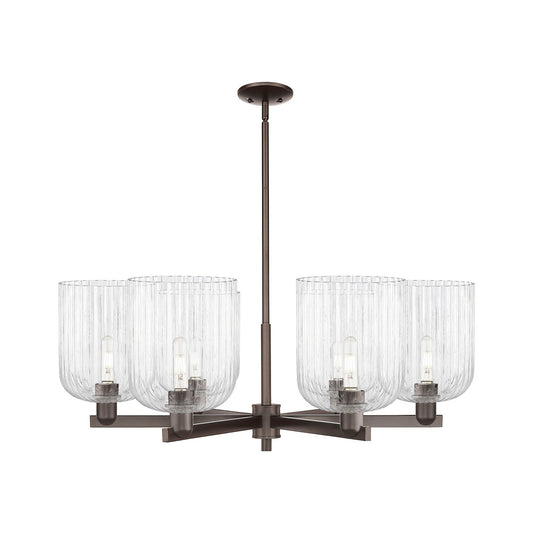 Innovations Bridal Veil 38in 6-Light Chandelier | Industrial Oil Rubbed Bronze Steel and Clear Ribbed Glass | Dining Room & | Model 716-6CR-OB-G559-8CL