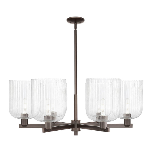 Innovations Bridal Veil 38in 6-Light Chandelier | Industrial Oil Rubbed Bronze Steel and Seedy Glass | Dining Room & Living | Model 716-6CR-OB-G559-8SDY