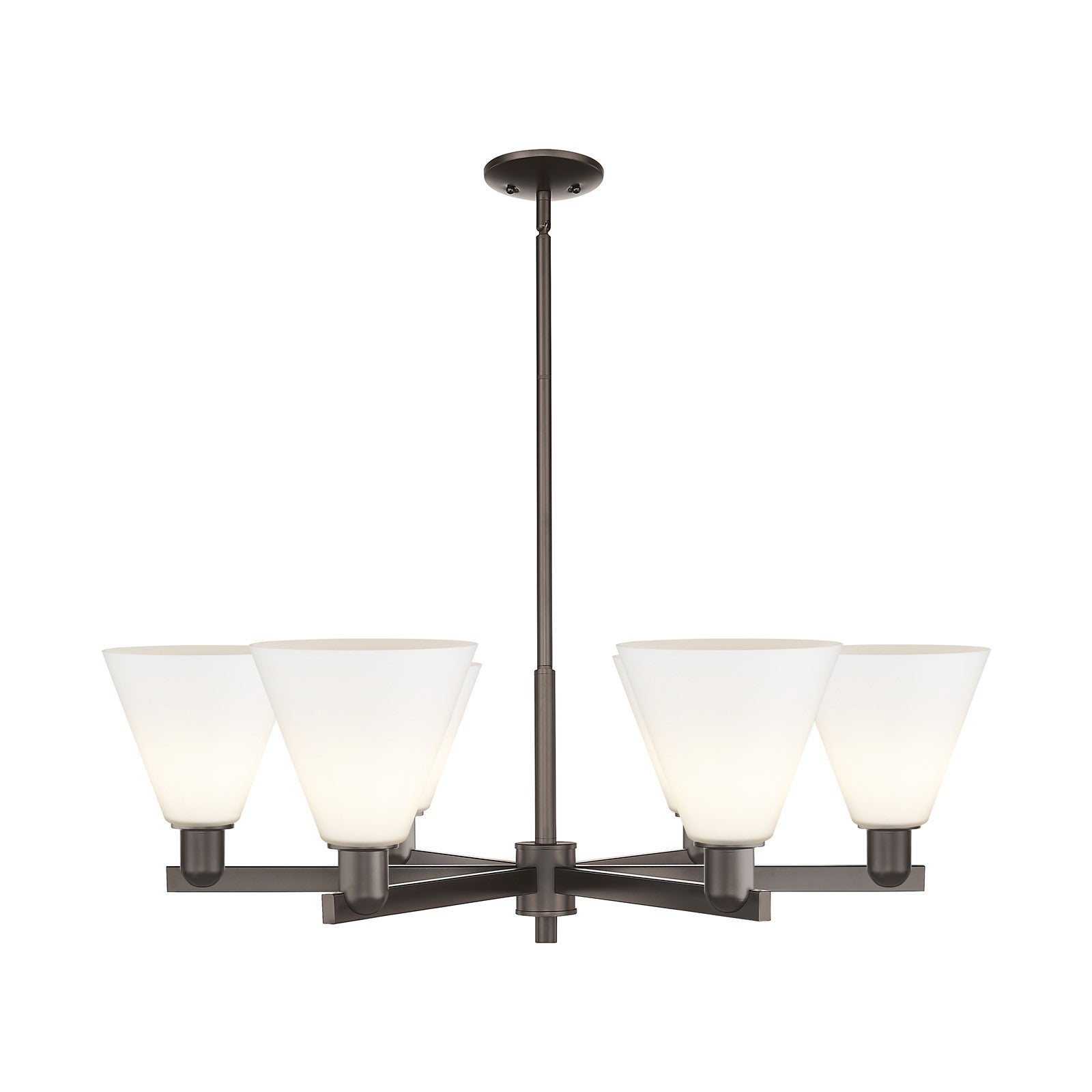 Innovations Berkshire Glass 38in 6-Light Chandelier | Industrial Oil Rubbed Bronze and Matte White Glass | Dining Room & Living | Model 716-6CR-OB-GBC-81