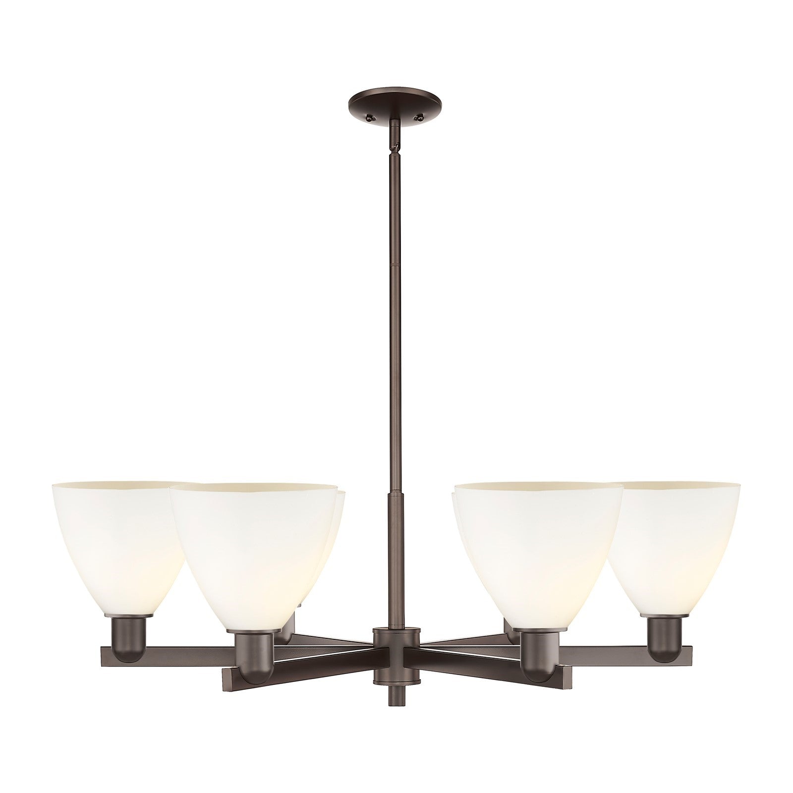 Innovations Bristol 37in 6-Light Chandelier | Industrial Oil Rubbed Bronze Steel and Matte White Glass | Dining Room & Living | Model 716-6CR-OB-GBD-751