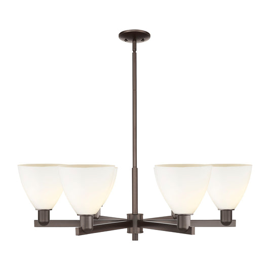 Innovations Bristol 37in 6-Light Chandelier | Industrial Oil Rubbed Bronze Steel and Matte White Glass | Dining Room & Living | Model 716-6CR-OB-GBD-751