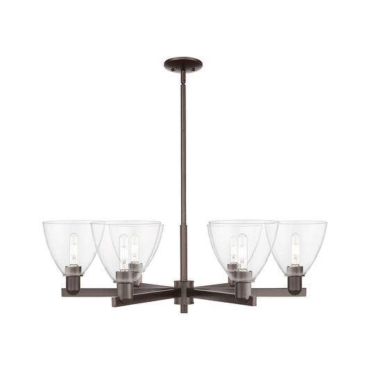 Innovations Bristol 37in 6-Light Chandelier | Industrial Oil Rubbed Bronze Steel and Clear Glass | Dining Room & Living Room | Model 716-6CR-OB-GBD-752