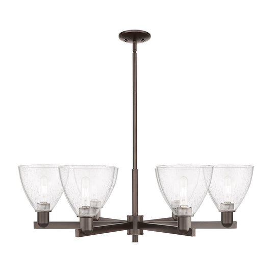 Innovations Bristol 37in 6-Light Chandelier | Industrial Oil Rubbed Bronze Steel and Seedy Glass | Dining Room & Living Room | Model 716-6CR-OB-GBD-754