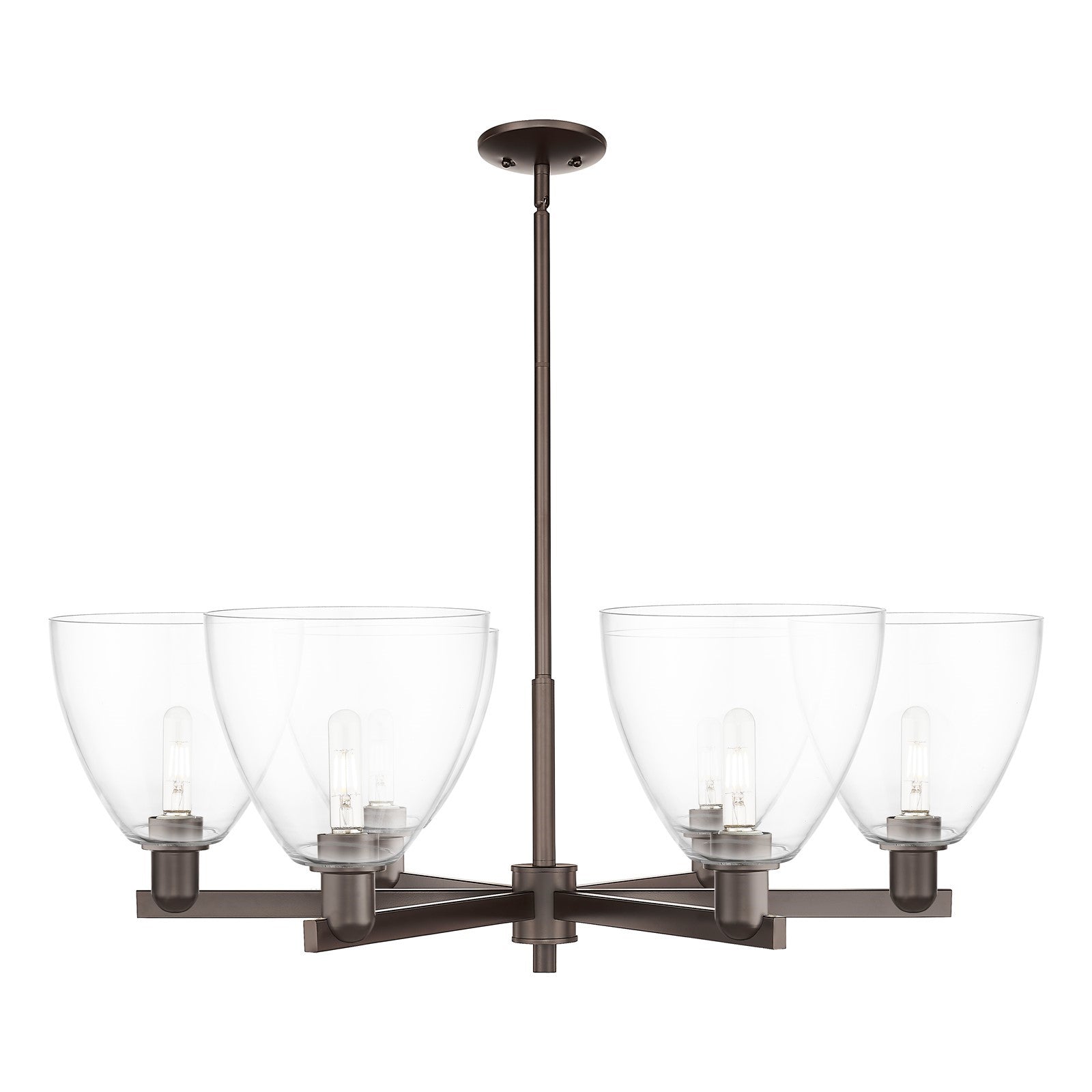 Innovations Bristol 39in 6-Light Chandelier | Industrial Oil Rubbed Bronze Steel and Clear Glass | Dining Room & Living Room | Model 716-6CR-OB-GBD-92