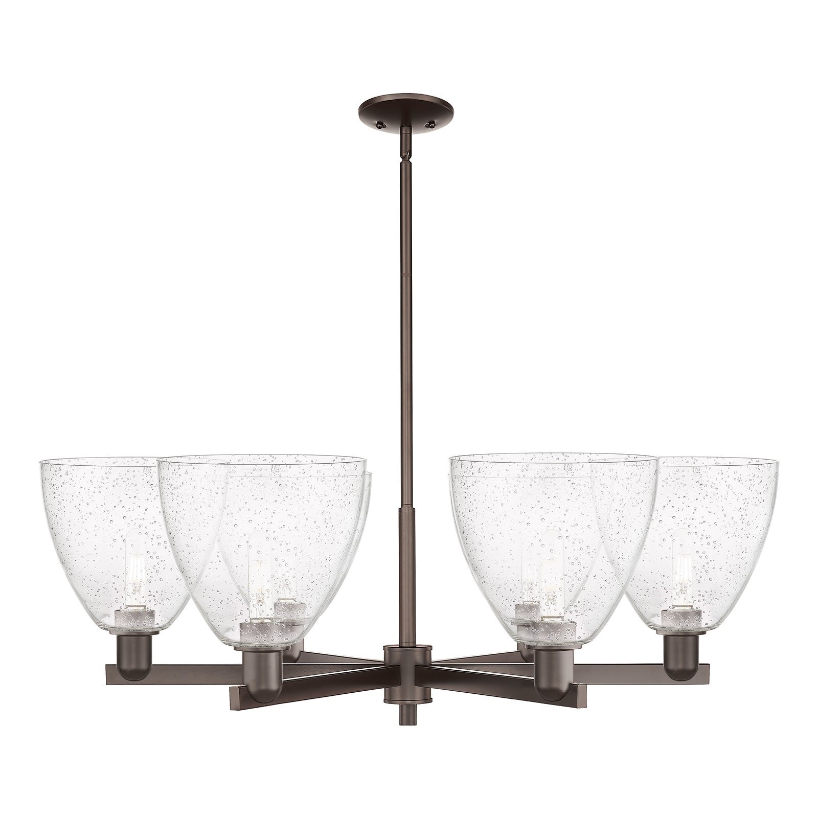 Innovations Bristol 39in 6-Light Chandelier | Industrial Oil Rubbed Bronze Steel and Seedy Glass | Dining Room & Living Room | Model 716-6CR-OB-GBD-94