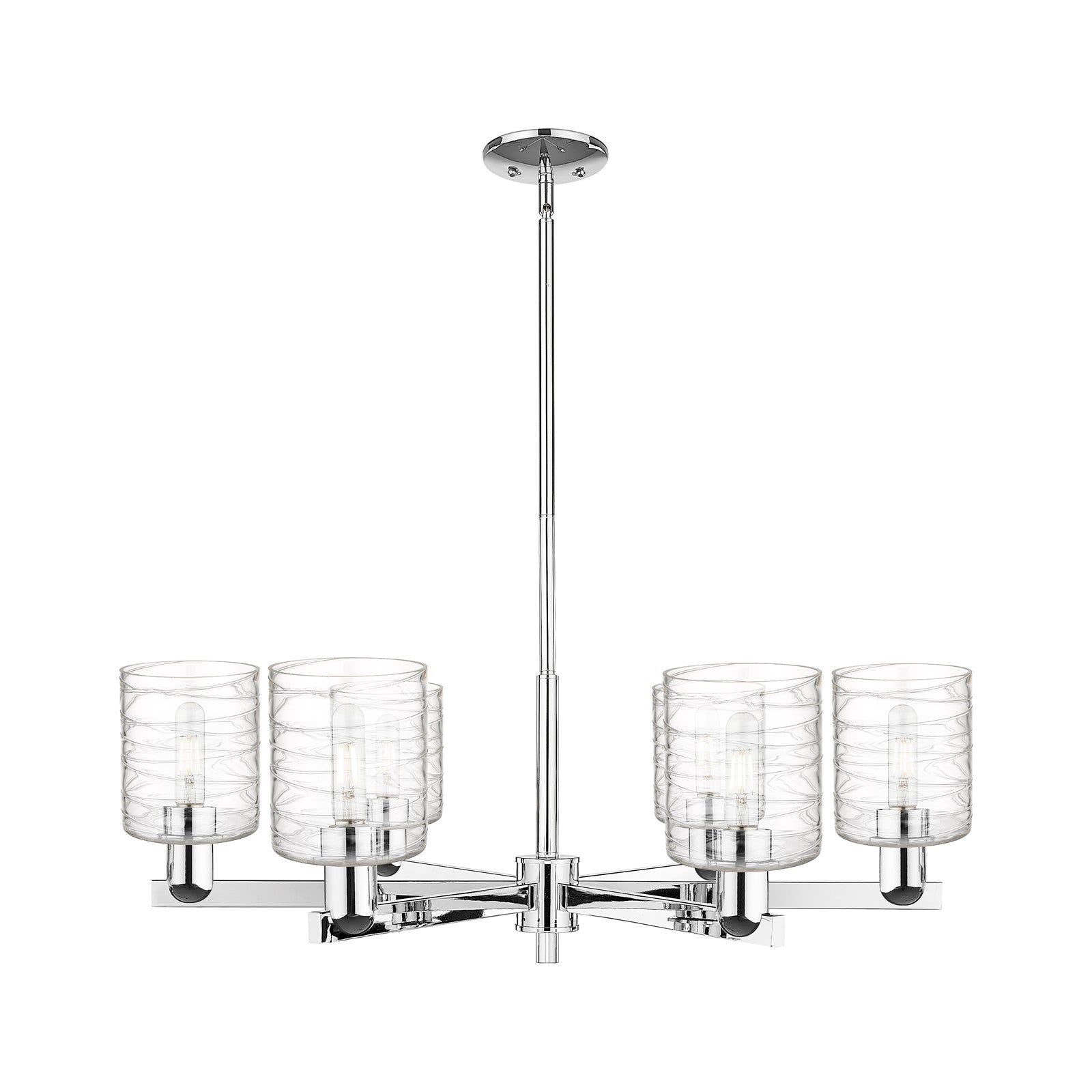 Innovations Cobbleskill 35in 6-Light Chandelier | Industrial Polished Chrome and Deco Swirl Glass | Dining Room & Living Room | Model 716-6CR-PC-G1113
