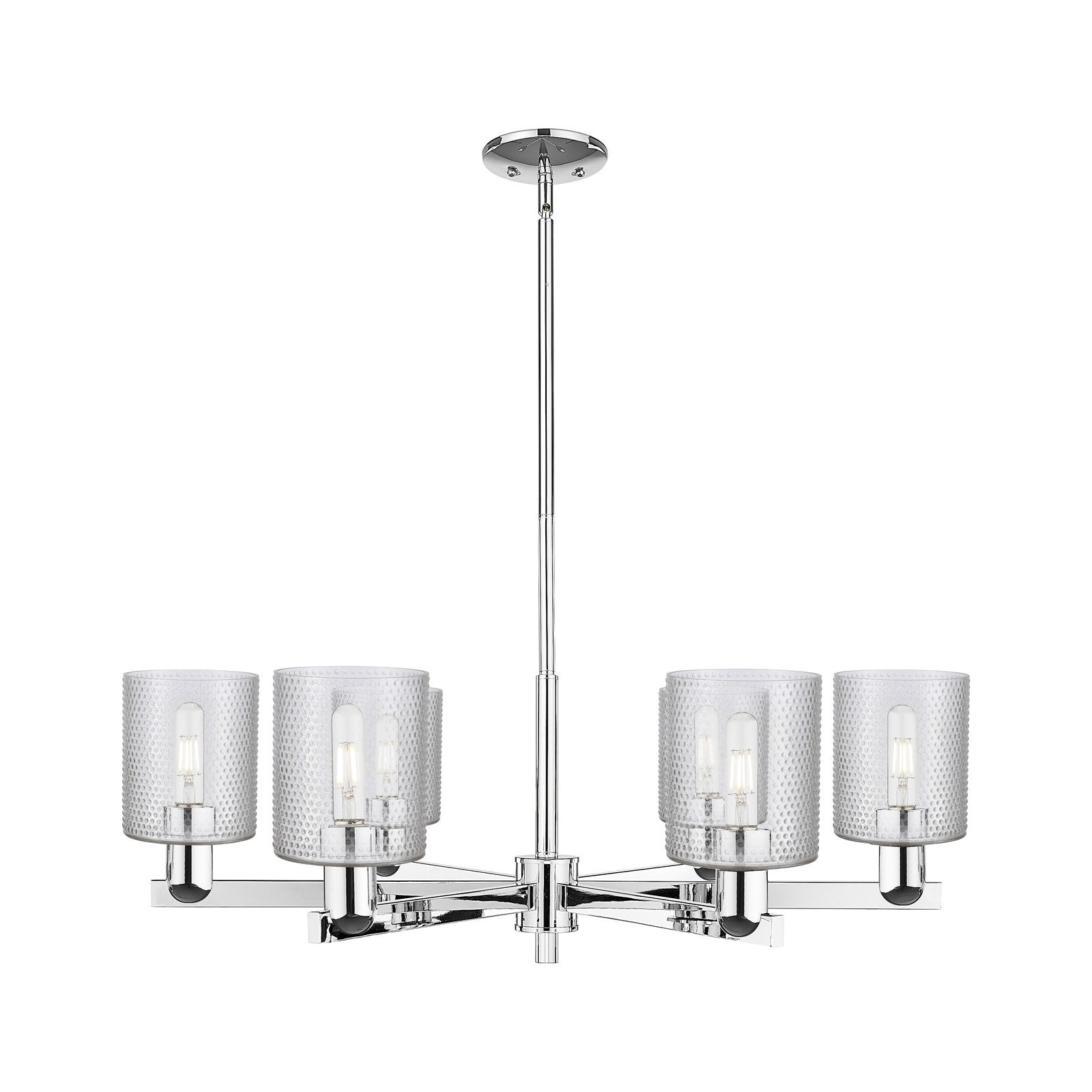 Innovations Cobbleskill 35in 6-Light Chandelier | Industrial Polished Chrome Steel and Clear Glass | Kitchen Island & Dining Room | Model 716-6CR-PC-G112