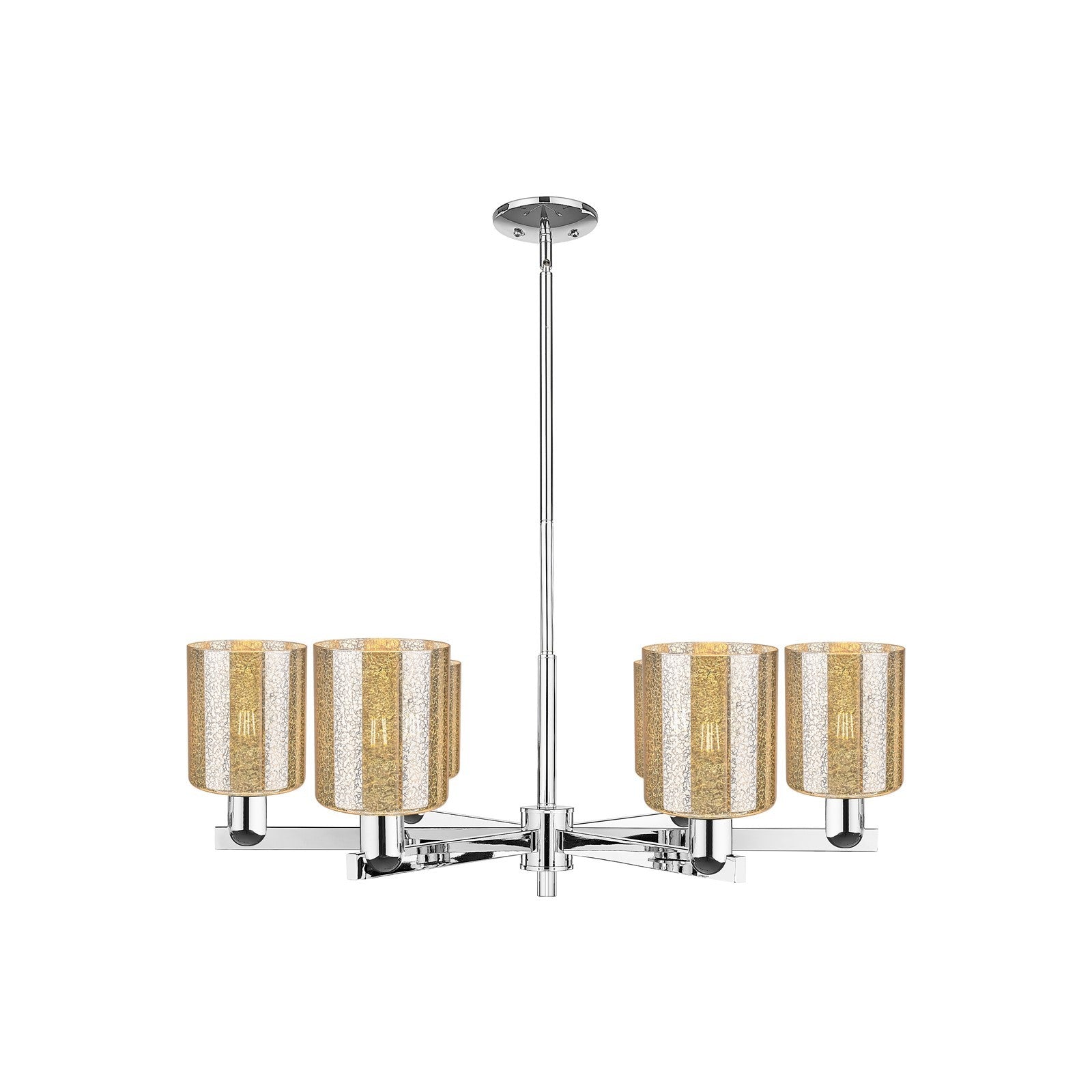 Innovations Cobbleskill 35in 6-Light Chandelier | Industrial Polished Chrome and Mercury Glass | Dining Room & Living Room | Model 716-6CR-PC-G116