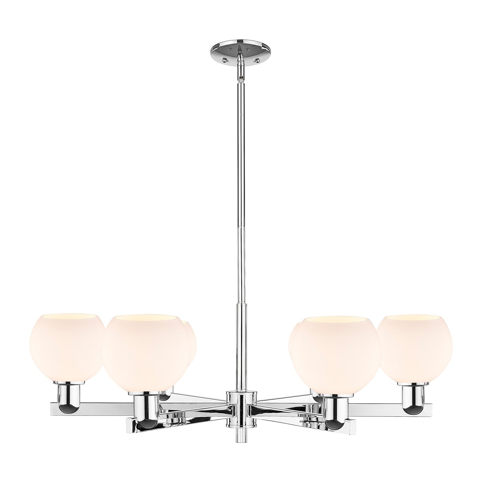 Innovations Athens 36in 6-Light Chandelier | Industrial Polished Chrome and Matte White Glass | Kitchen Island & Dining Room | Model 716-6CR-PC-G121-6