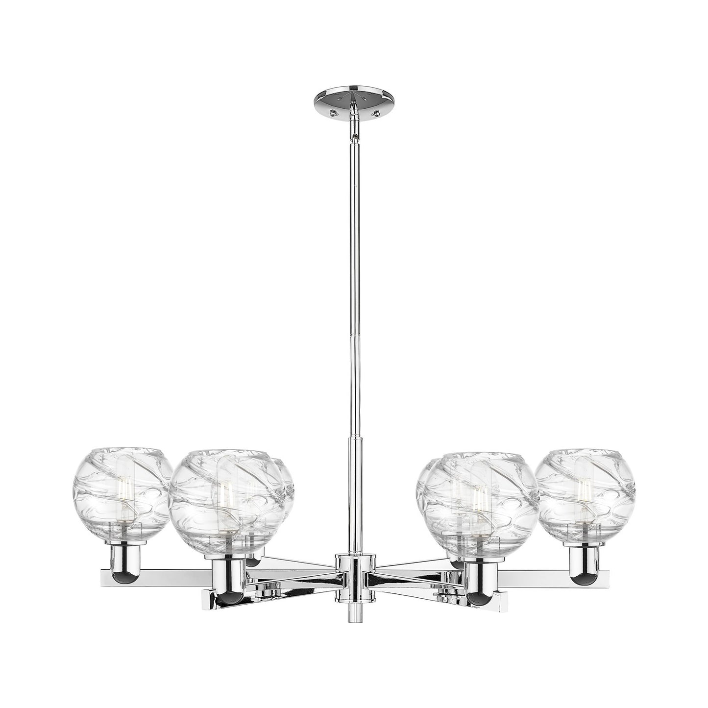 Innovations Athens Deco Swirl 24in 6-Light Chandelier | Industrial Polished Chrome and Clear Glass | Kitchen Island & Dining | Model 716-6CR-PC-G1213-6CL