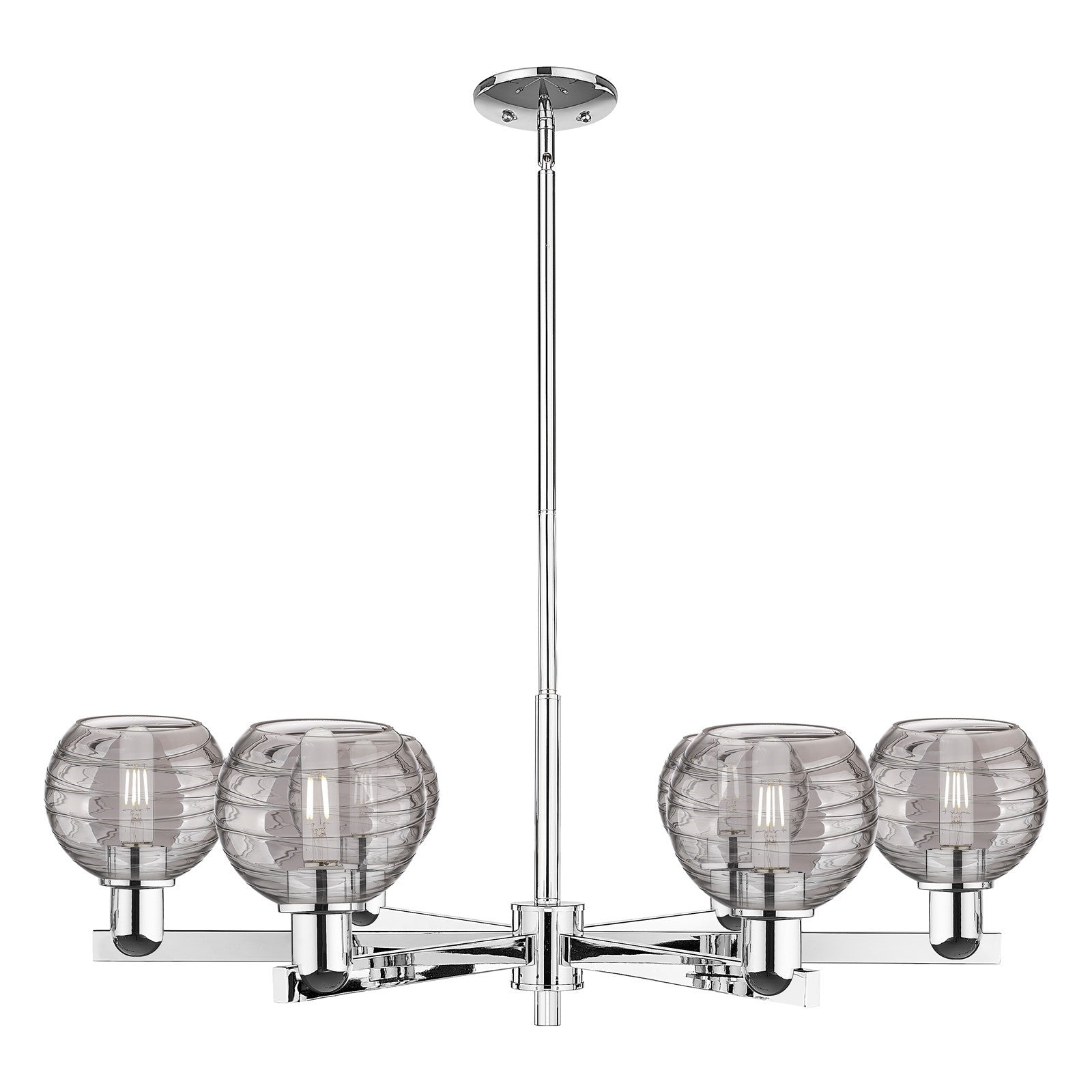 Innovations Athens Deco Swirl 24in 6-Light Chandelier | Industrial Polished Chrome and Light Smoke Glass | Kitchen Island & | Model 716-6CR-PC-G1213-6SM