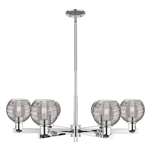 Innovations Athens Deco Swirl 24in 6-Light Chandelier | Industrial Polished Chrome and Light Smoke Glass | Kitchen Island & | Model 716-6CR-PC-G1213-6SM