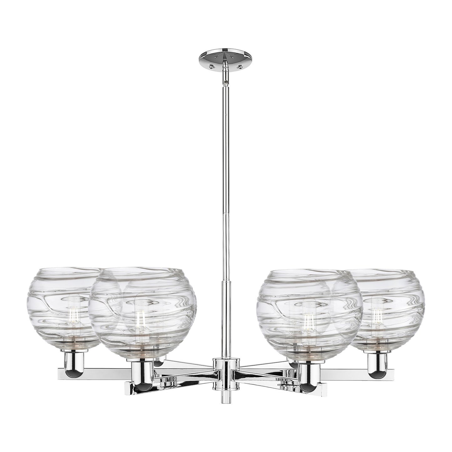 Innovations Athens Deco Swirl 38in 6-Light Chandelier | Industrial Polished Chrome Steel and Clear Glass | Kitchen Island & | Model 716-6CR-PC-G1213-8CL