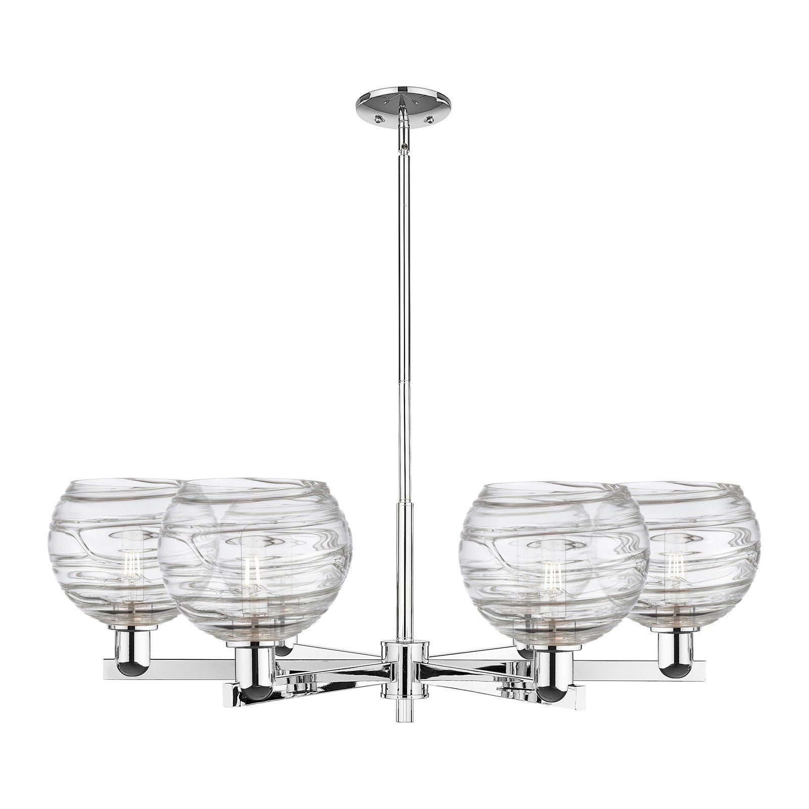 Innovations Athens Deco Swirl 38in 6-Light Chandelier | Industrial Polished Chrome Steel and Clear Glass | Kitchen Island & | Model 716-6CR-PC-G1213-8CL
