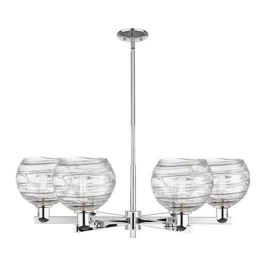 Innovations Athens Deco Swirl 38in 6-Light Chandelier | Industrial Polished Chrome Steel and Clear Glass | Kitchen Island & | Model 716-6CR-PC-G1213-8CL