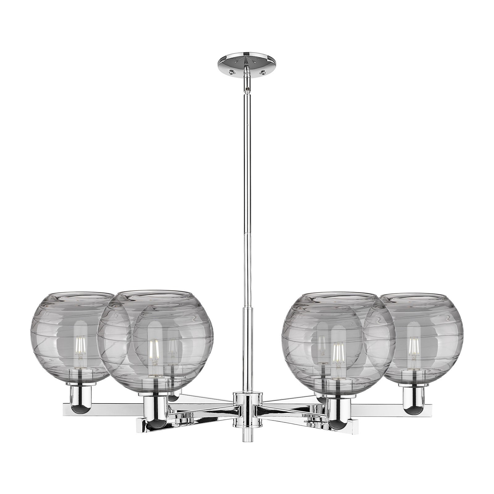 Innovations Athens Deco Swirl 38in 6-Light Chandelier | Industrial Polished Chrome and Light Smoke Glass | Dining Room & | Model 716-6CR-PC-G1213-8SM