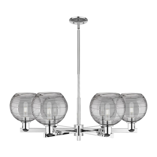 Innovations Athens Deco Swirl 38in 6-Light Chandelier | Industrial Polished Chrome and Light Smoke Glass | Dining Room & | Model 716-6CR-PC-G1213-8SM