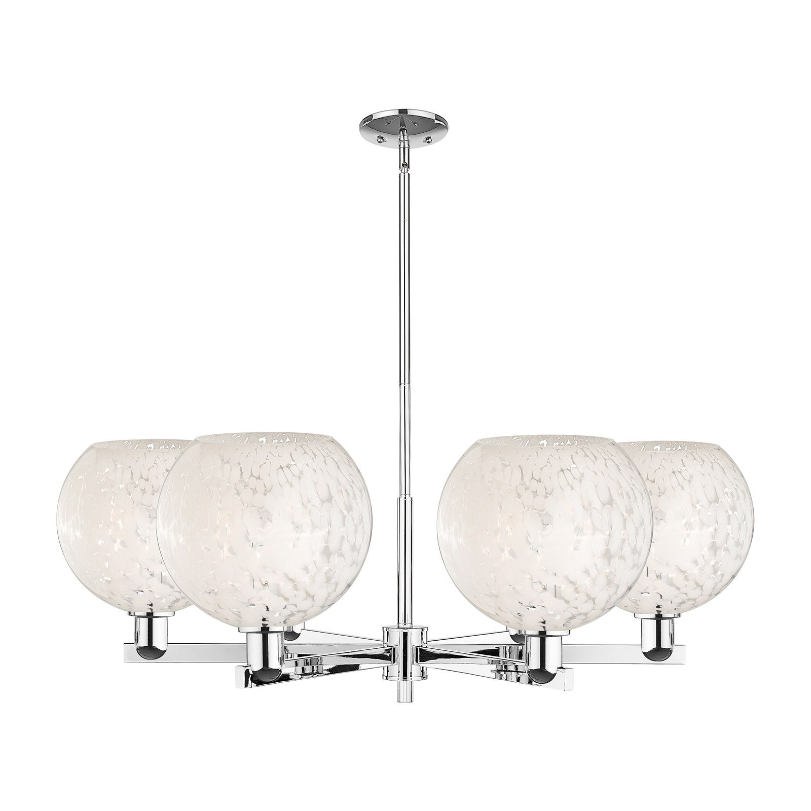 Innovations Lighting Arcadia 40in 6-Light Chandelier | Industrial Modern Polished Chrome and White Mouchette Glass | Damp | Model 716-6CR-PC-G1216-10WM