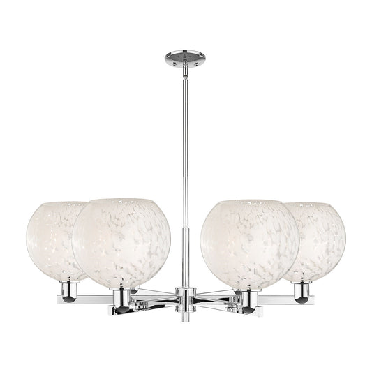 Innovations Lighting Arcadia 40in 6-Light Chandelier | Industrial Modern Polished Chrome and White Mouchette Glass | Damp | Model 716-6CR-PC-G1216-10WM