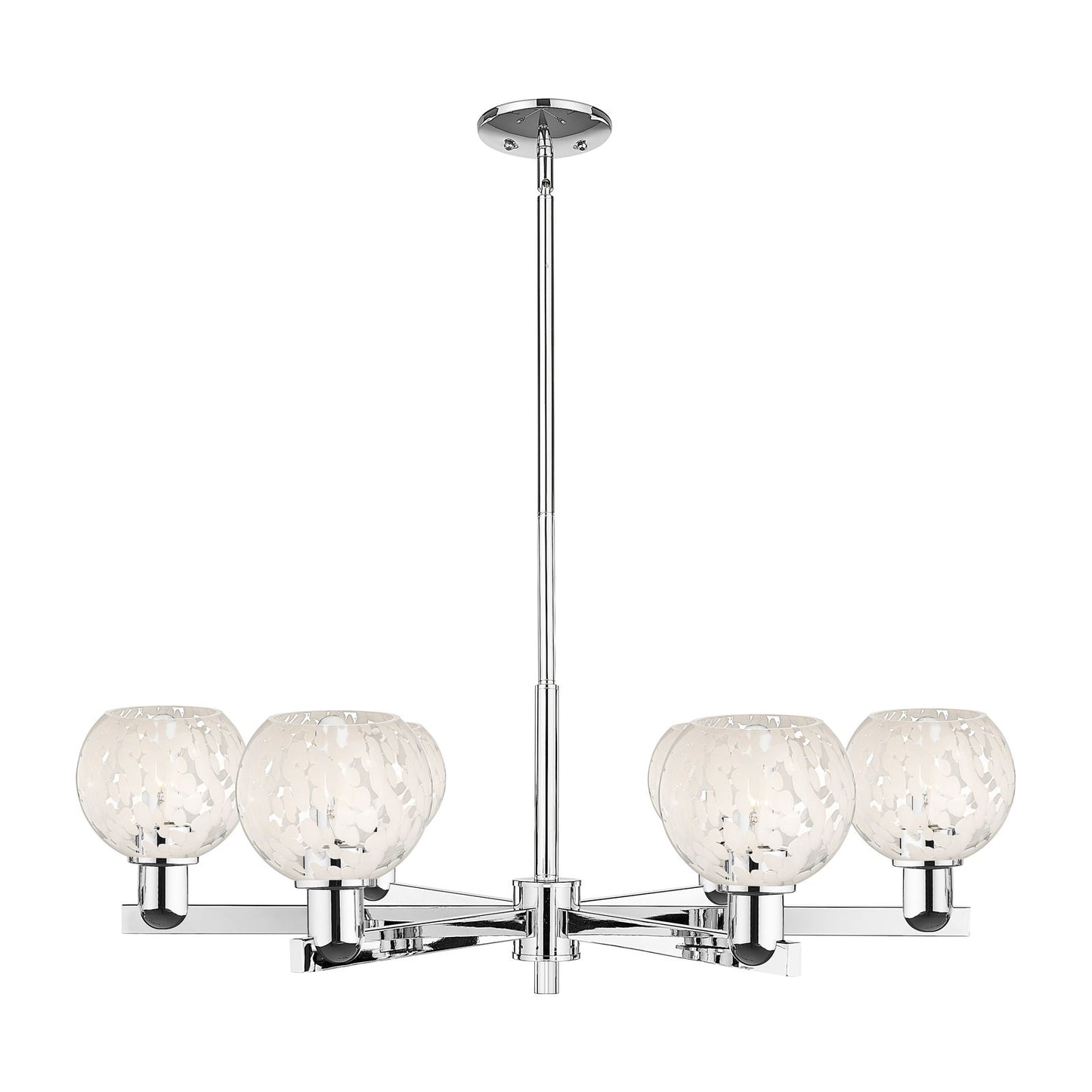 Innovations Lighting White Mouchette 36in 6-Light Chandelier | Industrial Polished Chrome and White Glass | Kitchen Island & | Model 716-6CR-PC-G1216-6WM