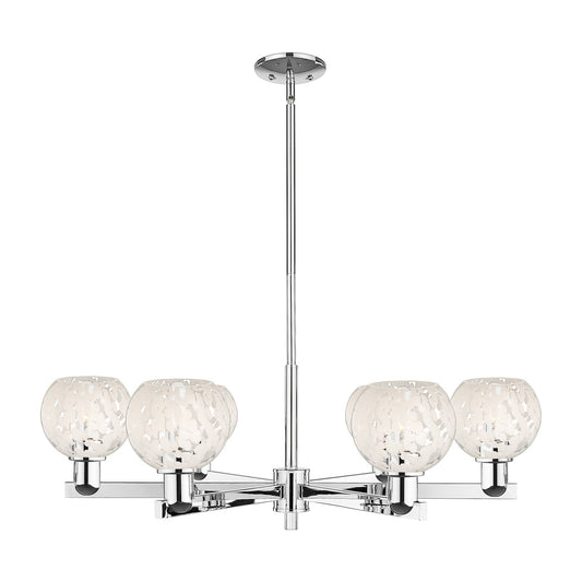 Innovations Lighting White Mouchette 36in 6-Light Chandelier | Industrial Polished Chrome and White Glass | Kitchen Island & | Model 716-6CR-PC-G1216-6WM