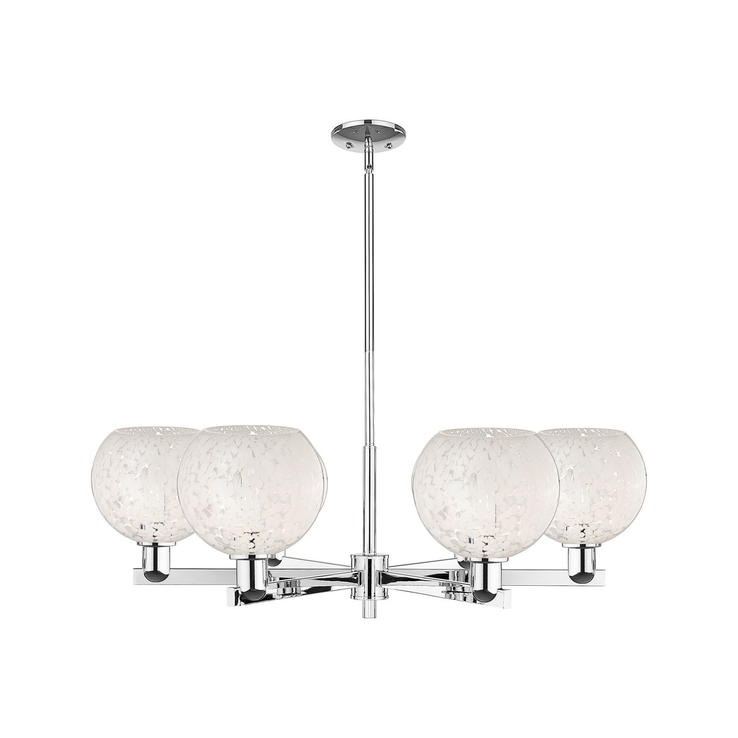 Innovations Lighting White Mouchette 38in 6-Light Chandelier | Industrial Polished Chrome and White Glass | Kitchen Island & | Model 716-6CR-PC-G1216-8WM